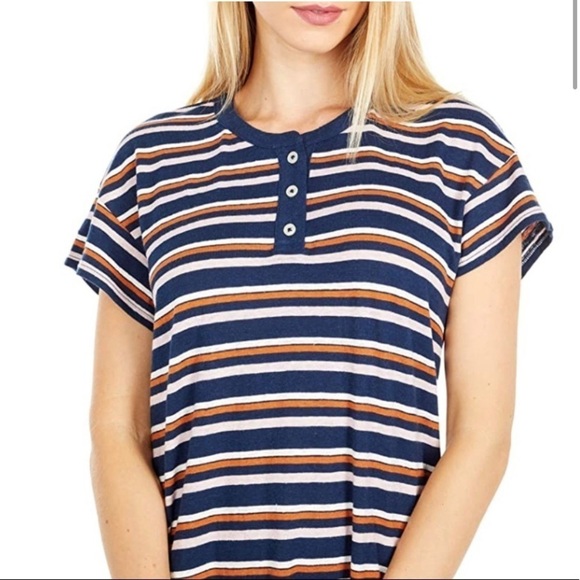 NWT Madewell Bengali Stripe Henley Oversized T-Shirt Dress Sz XXS - Picture 4 of 8